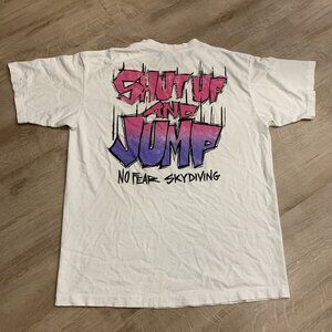 Vintage 90s Y2K No Fear Gear Shut Up And Jump White T-Shirt Men’s Large L